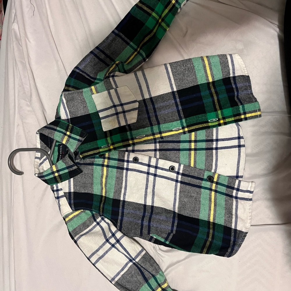 French Toast Green and Blue Plaid Shirt